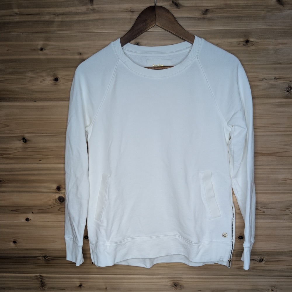 Lilly‎ Pulitzer Luxletic White Side Zip Sweatshirt Pullover Womens Small